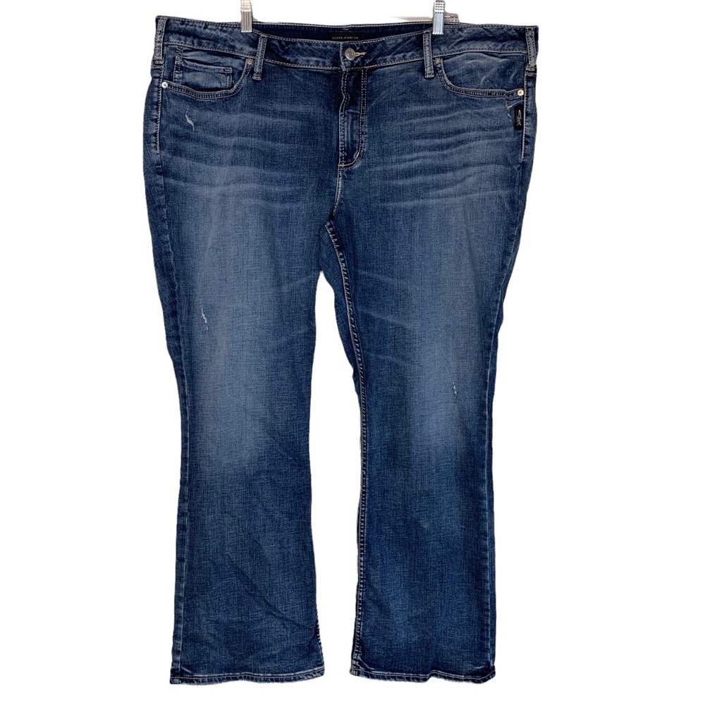 Silver Jeans Elyse Distressed Dark Wash Midrise Slim Boot Bootcut Jeans Size 24